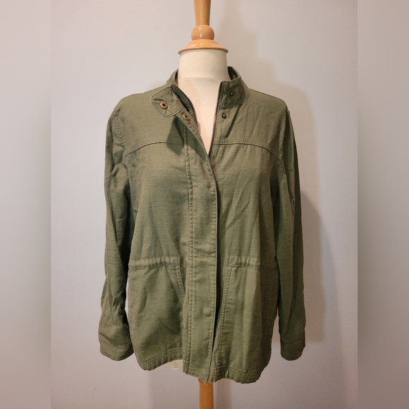 J. Crew Green Utility Military Lightweight Cotton Jacket SZ L - Picture 2 of 8